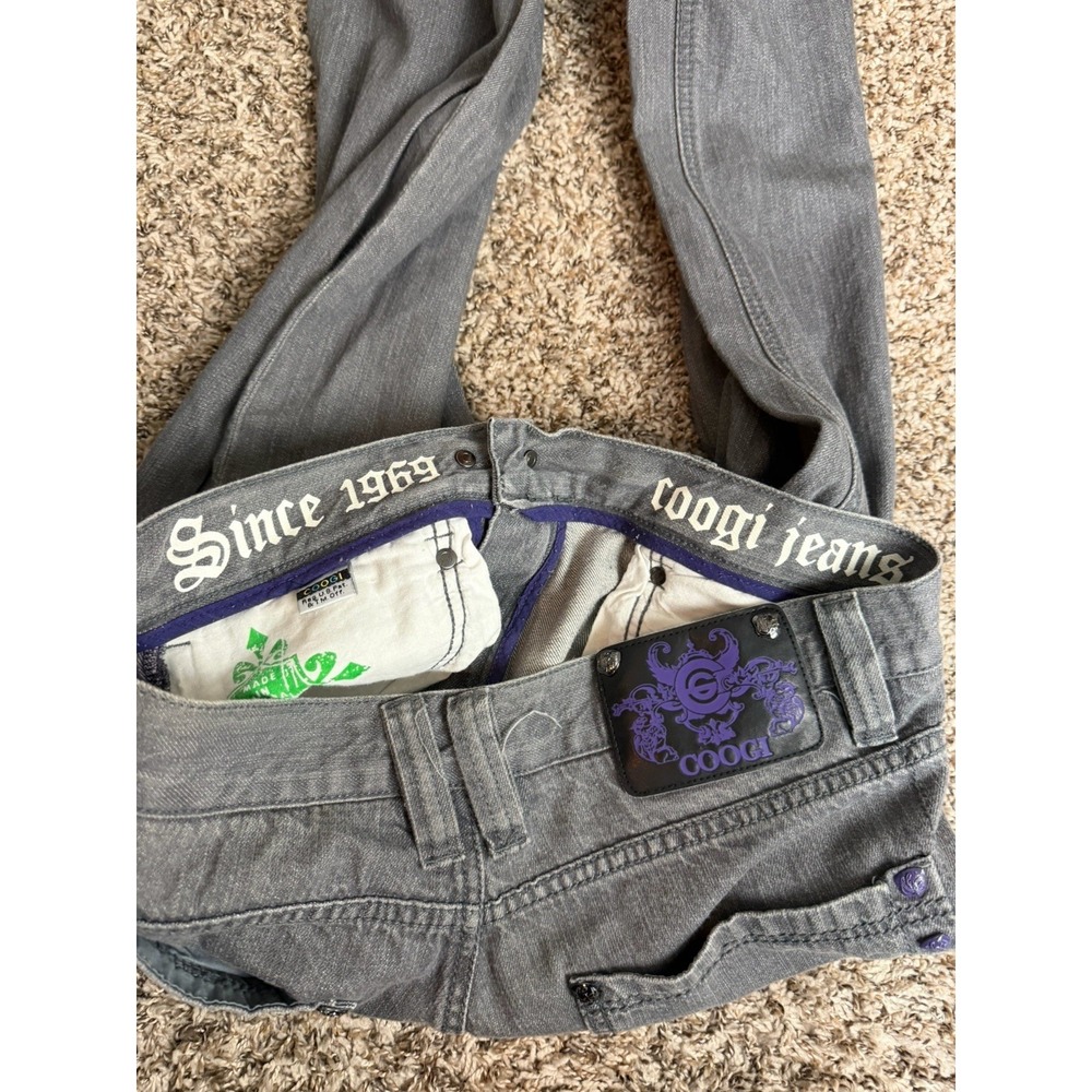 Coogi Jean Men 34 X 34(32) Grey Wash Denim VTG Y2K Purple Crown Charcoal - Picture 6 of 9